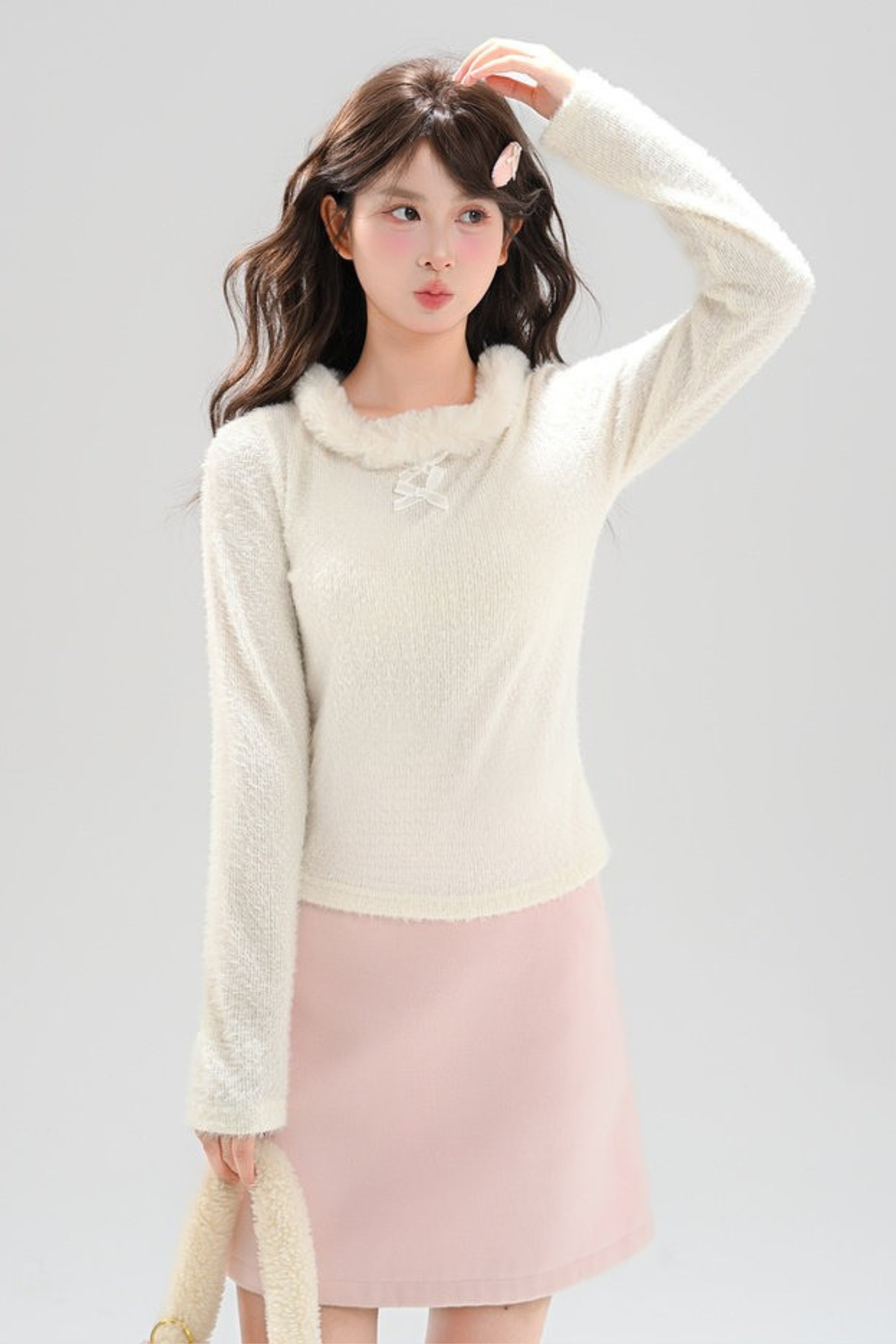 スイートリボンファーニットトップス