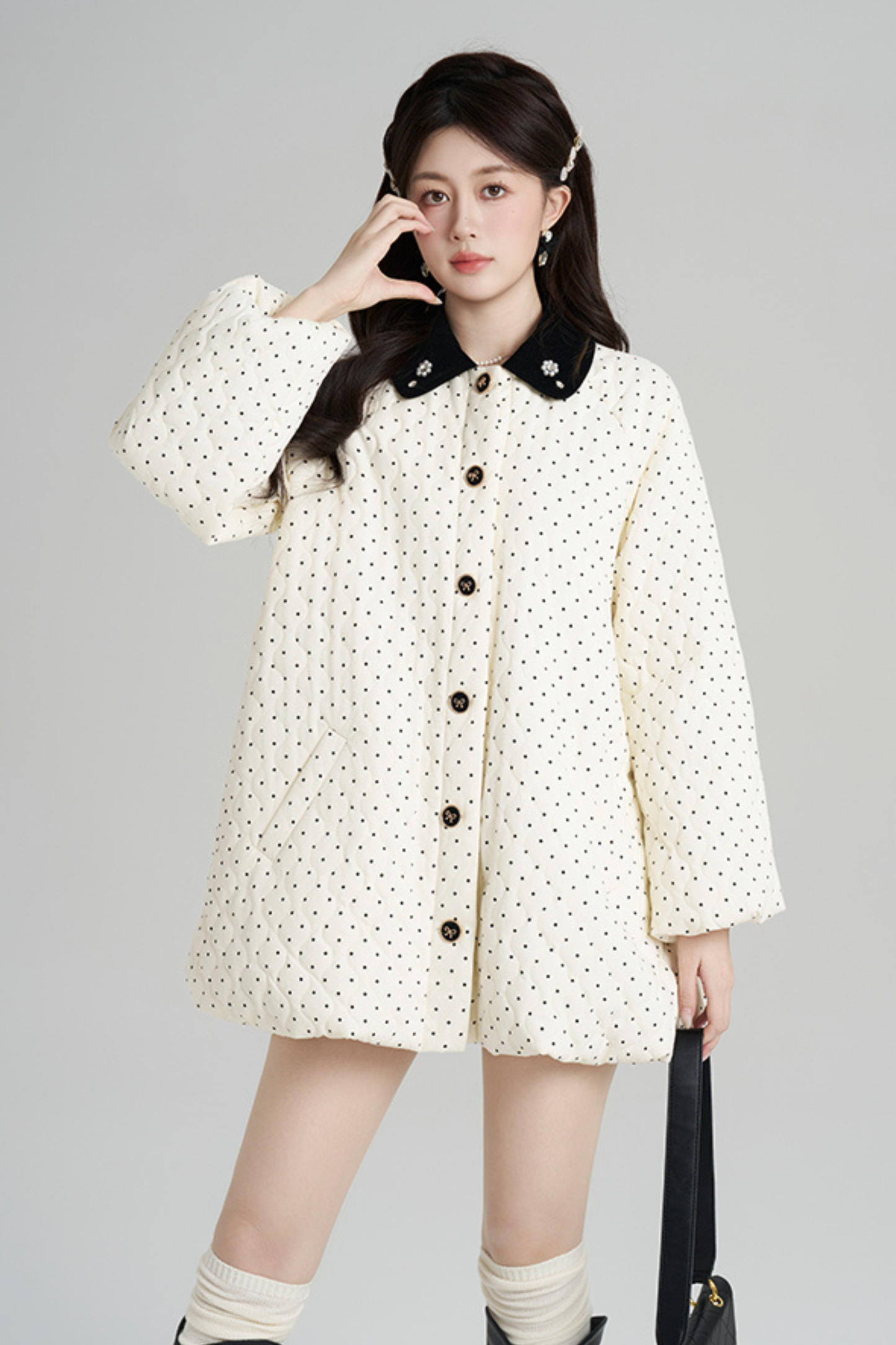 スイートポルカドットフレンチコート