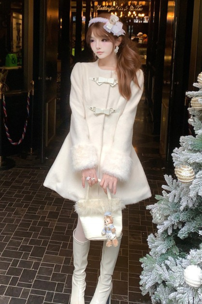 スイートガーリーフレアコート+リボンスカーフ