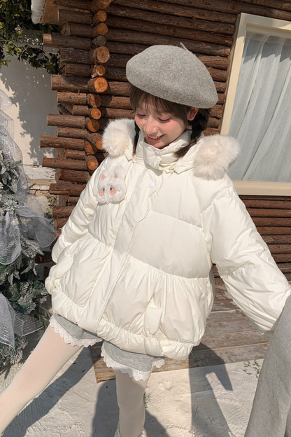 スウィートキャットフードダウンジャケット