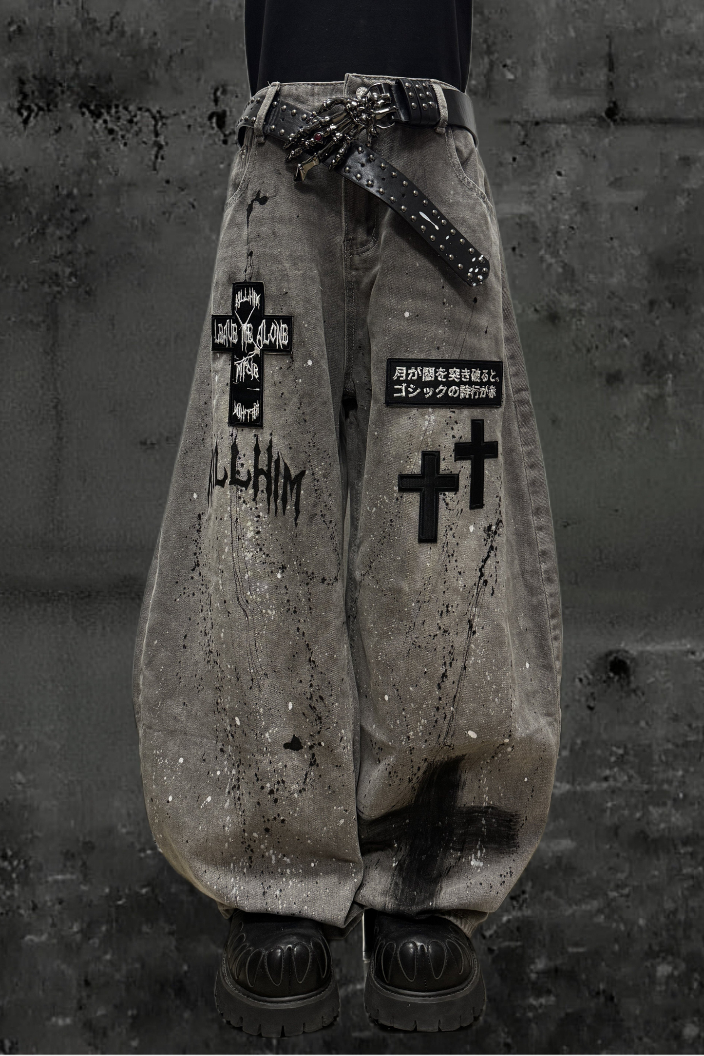 クロスモードワイドデニムパンツ+ベルト