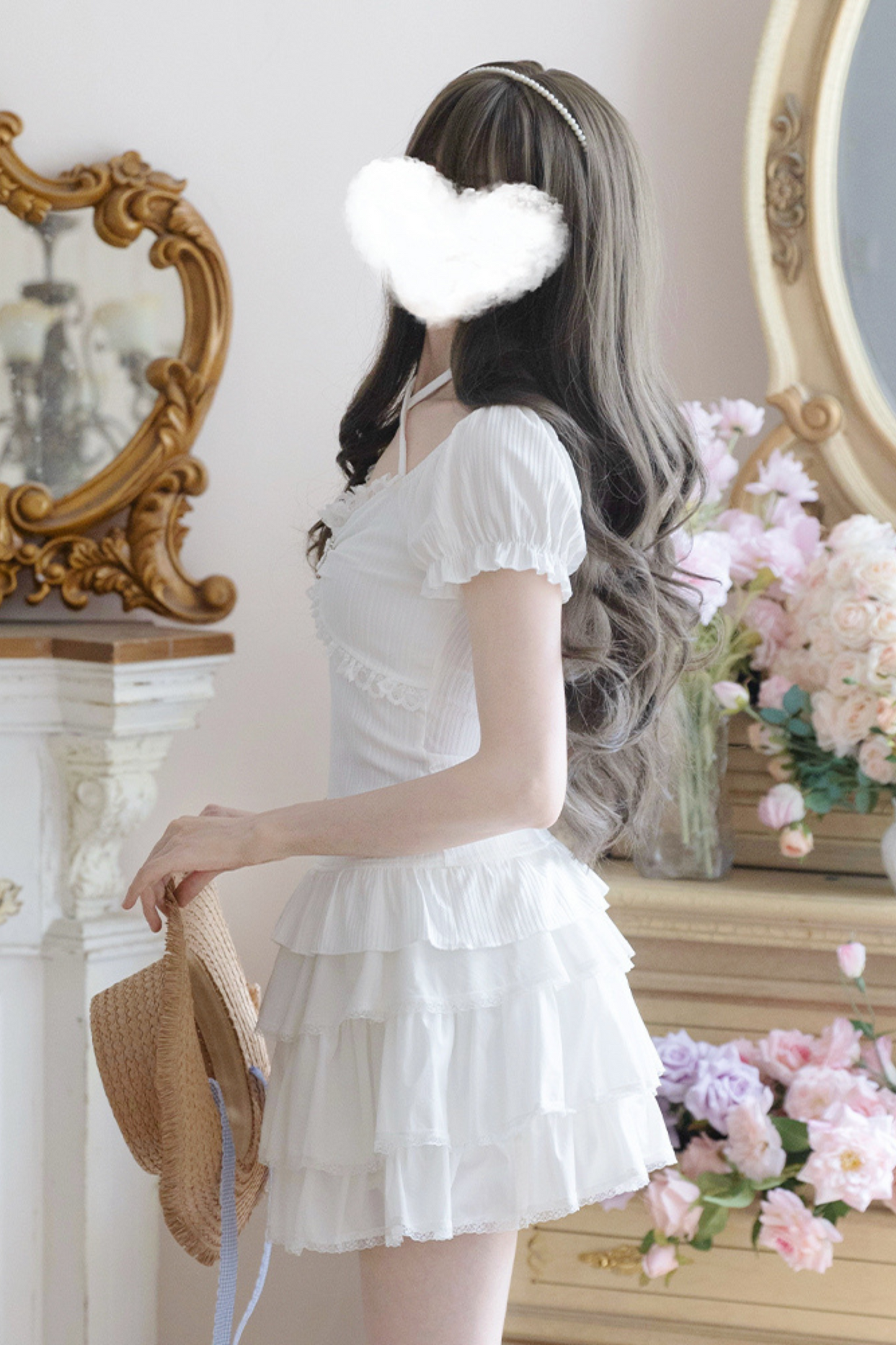 Stone Heart Cake Skirt Two Piece Set Up