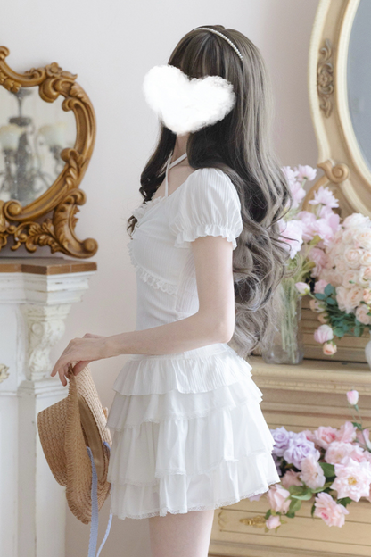 Stone Heart Cake Skirt Two Piece Set Up