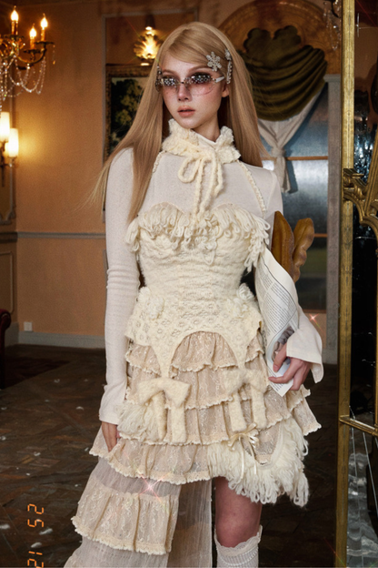 ナイトパーティーゴシックレースケーキアシメスカート