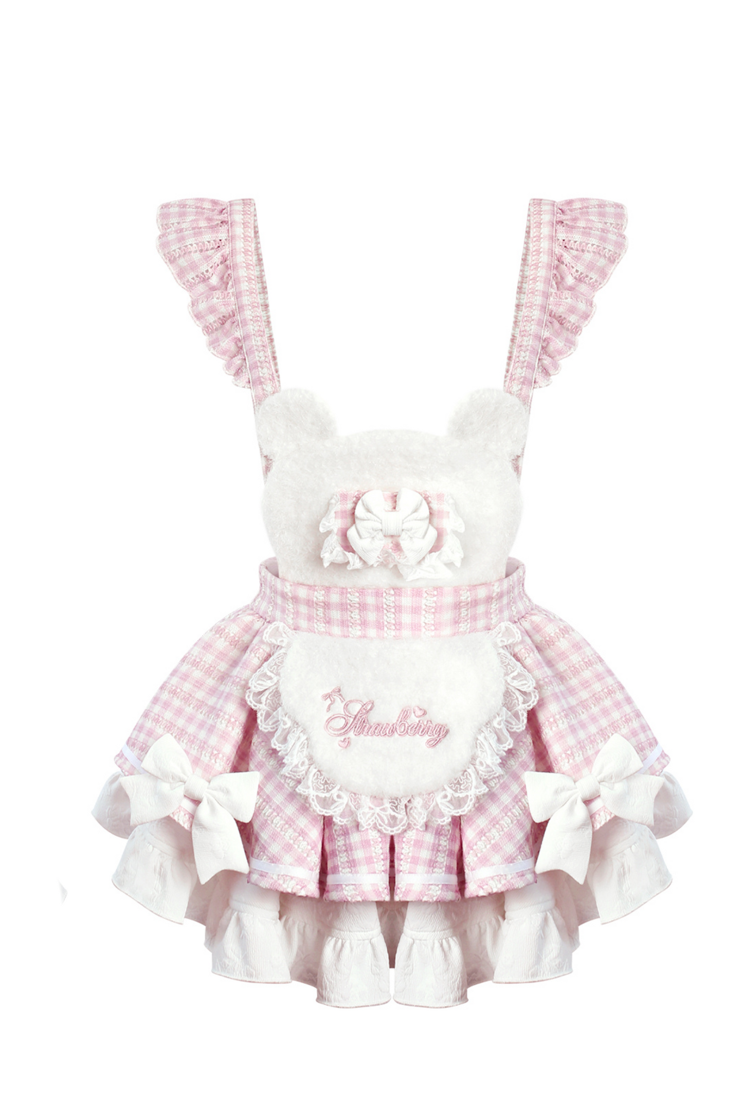 スイートハートトップス+チェック柄サスペンダースカート（襟付き）