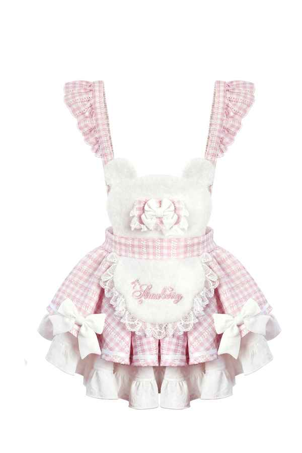 スイートハートトップス+チェック柄サスペンダースカート（襟付き）