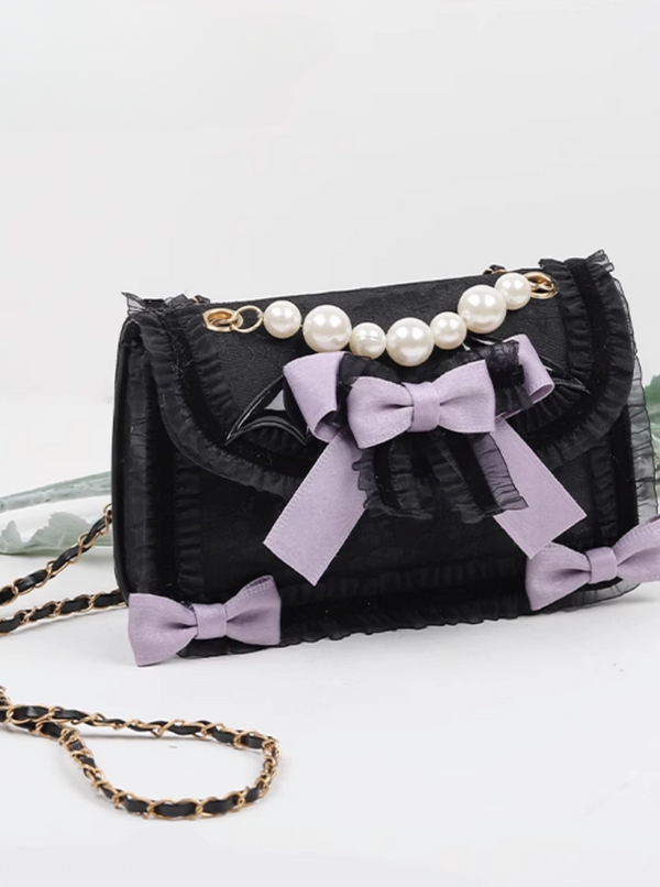 White pearl girly lace design bag