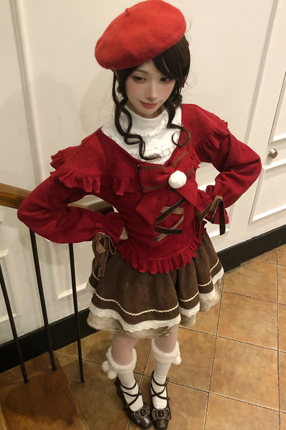 クリスマスガーリーニット+インナー+スカート