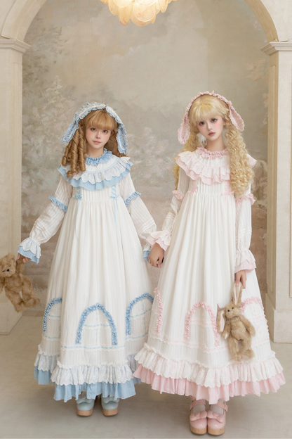 ラビットツインブルーロリータドレス+ラビットヘアバンド