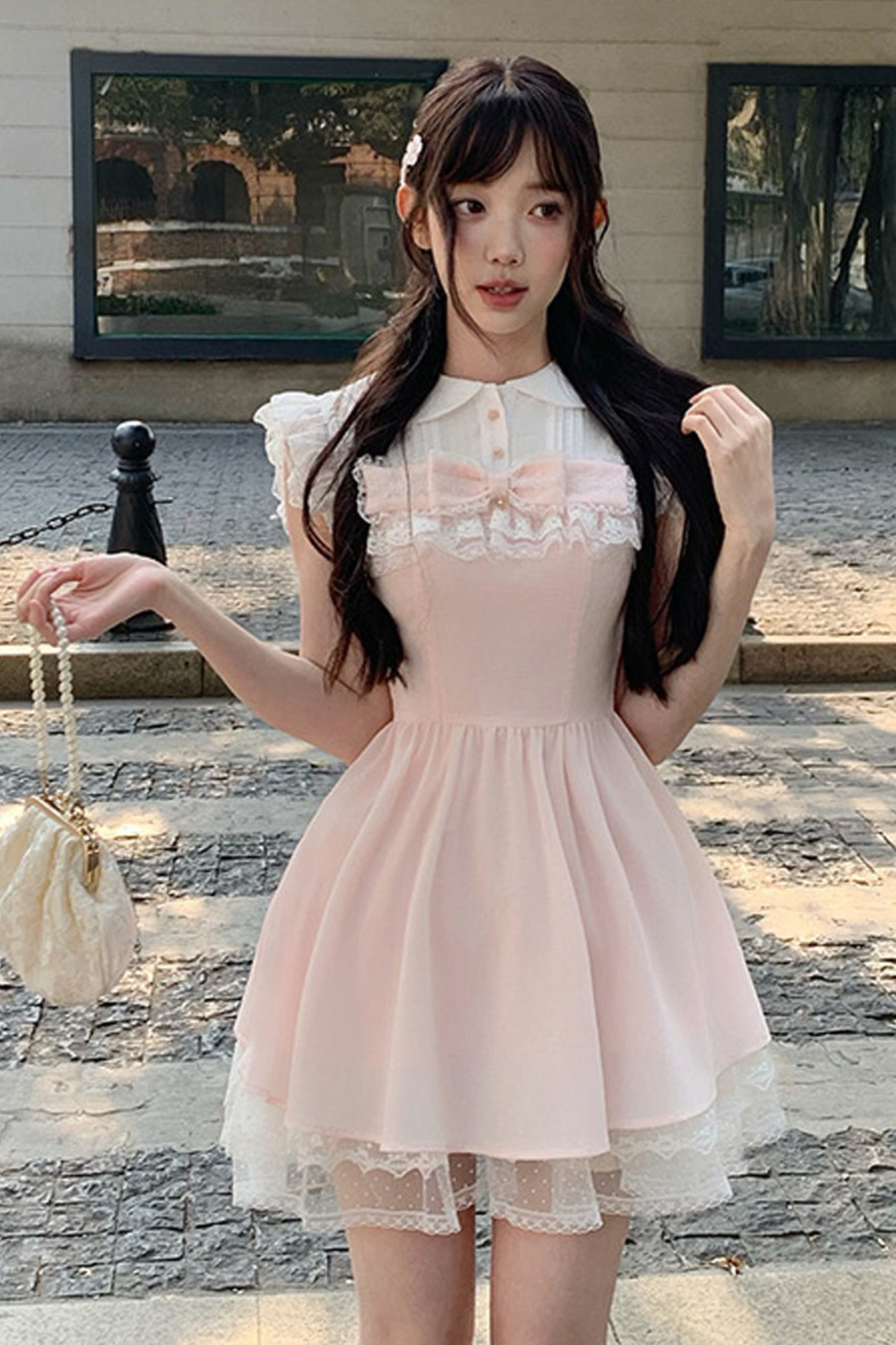 甜美风蕾丝公主连衣裙