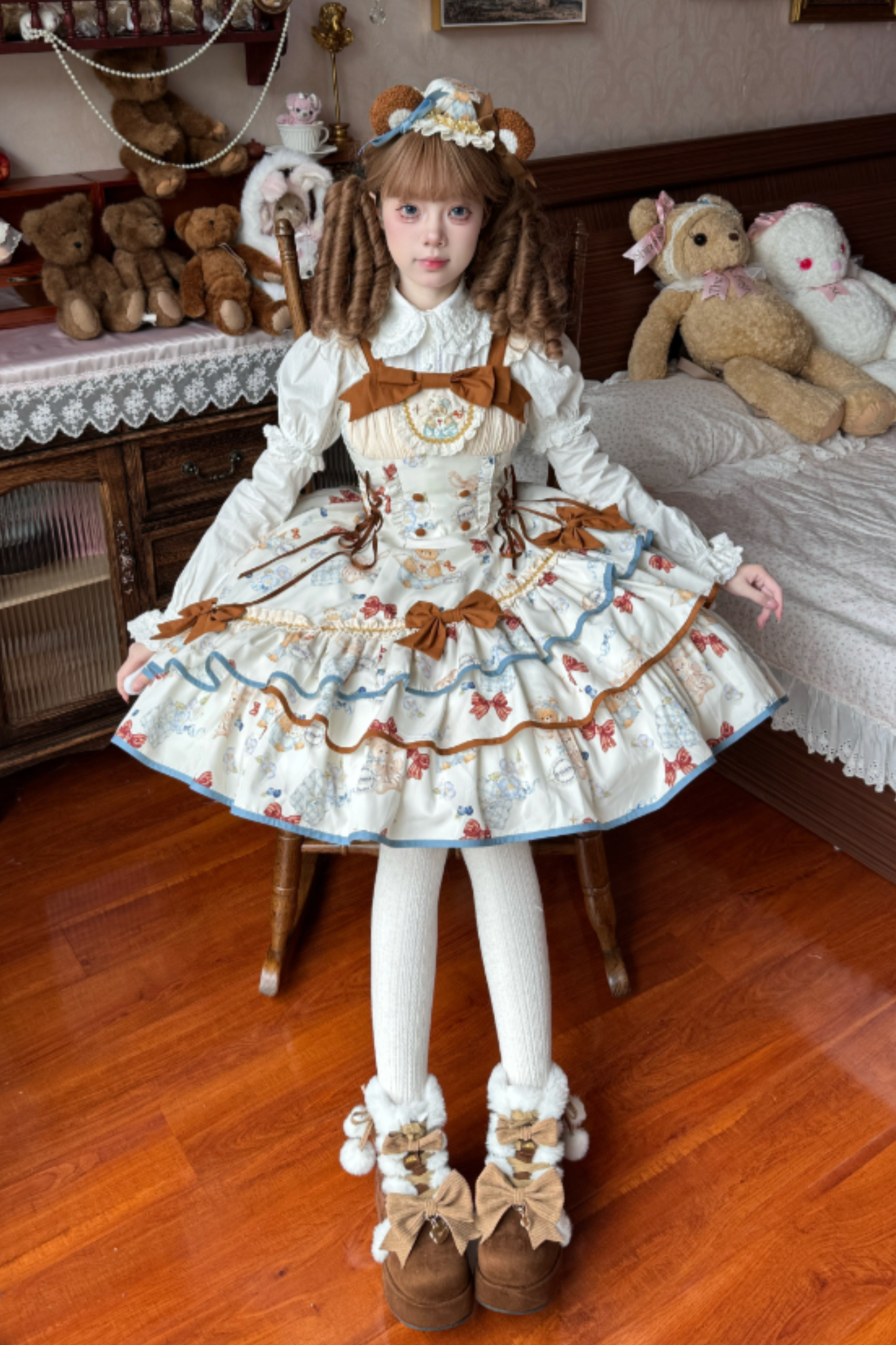 シーサイドベアティーパーティーロリータドレス+ケープ