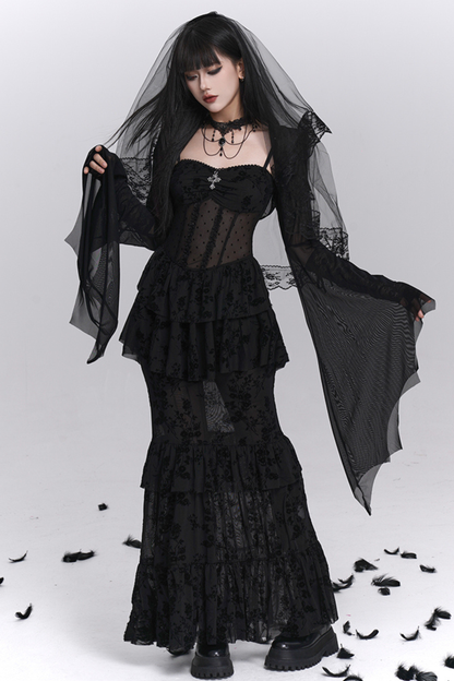 ゴーストガールゴシックマーメイドドレス＋シアーアウター