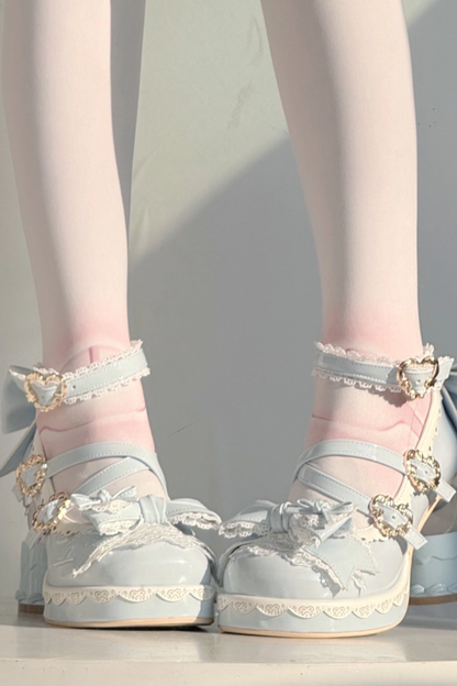 リボンレースロリータクリスタルヒール