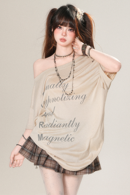 アメリカンレターワンショルダールーズトップス