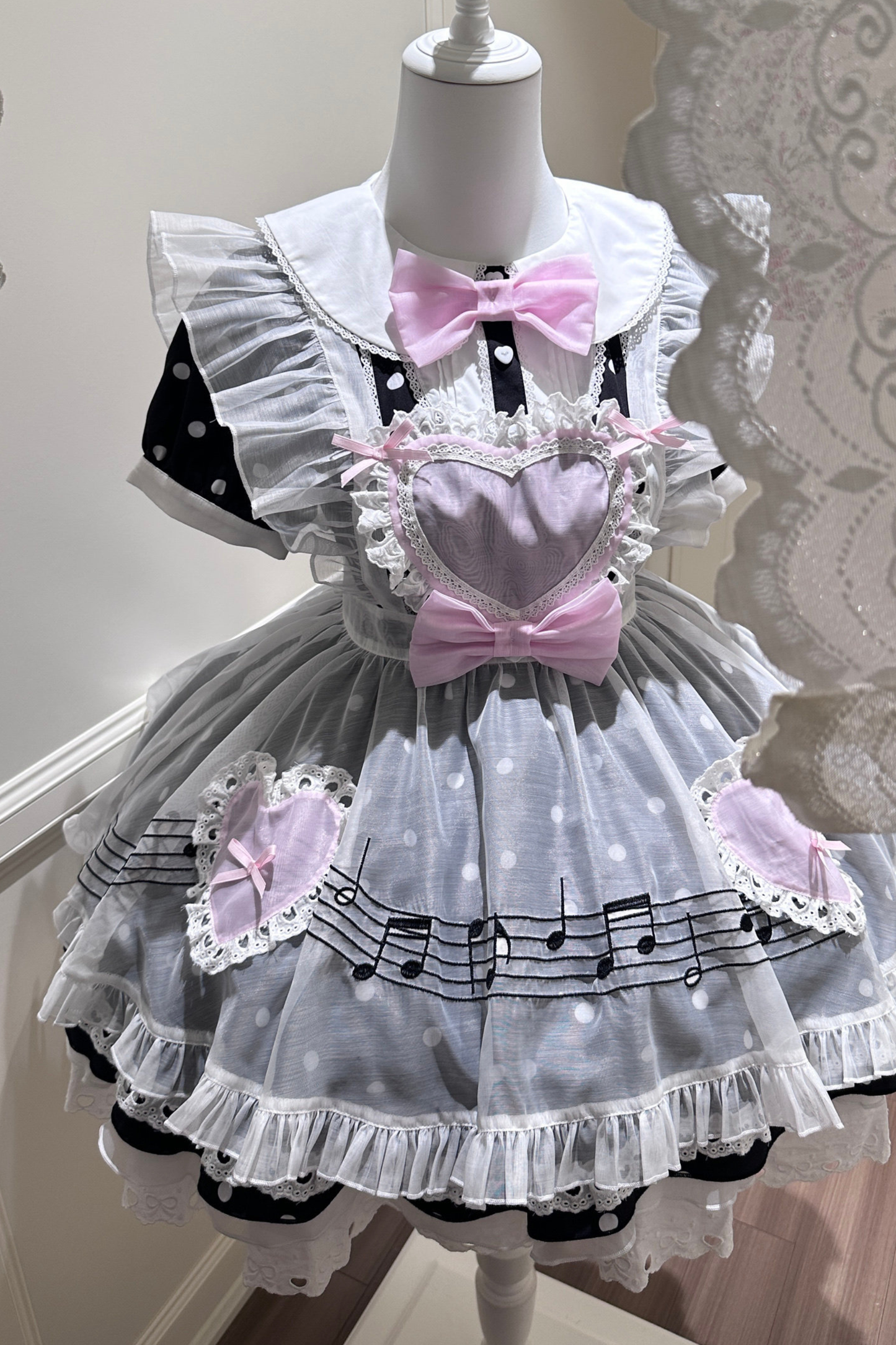 ハートビートドットドレス+シアーエプロン