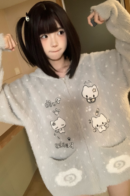 キャットフードニットルーズカーディガン