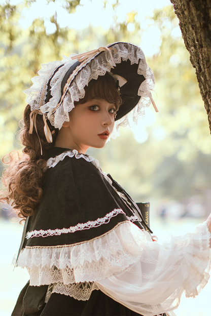 ゴシックドールレースジャンパースカート+ベイビーキャップ+ヘアバンド+ショール