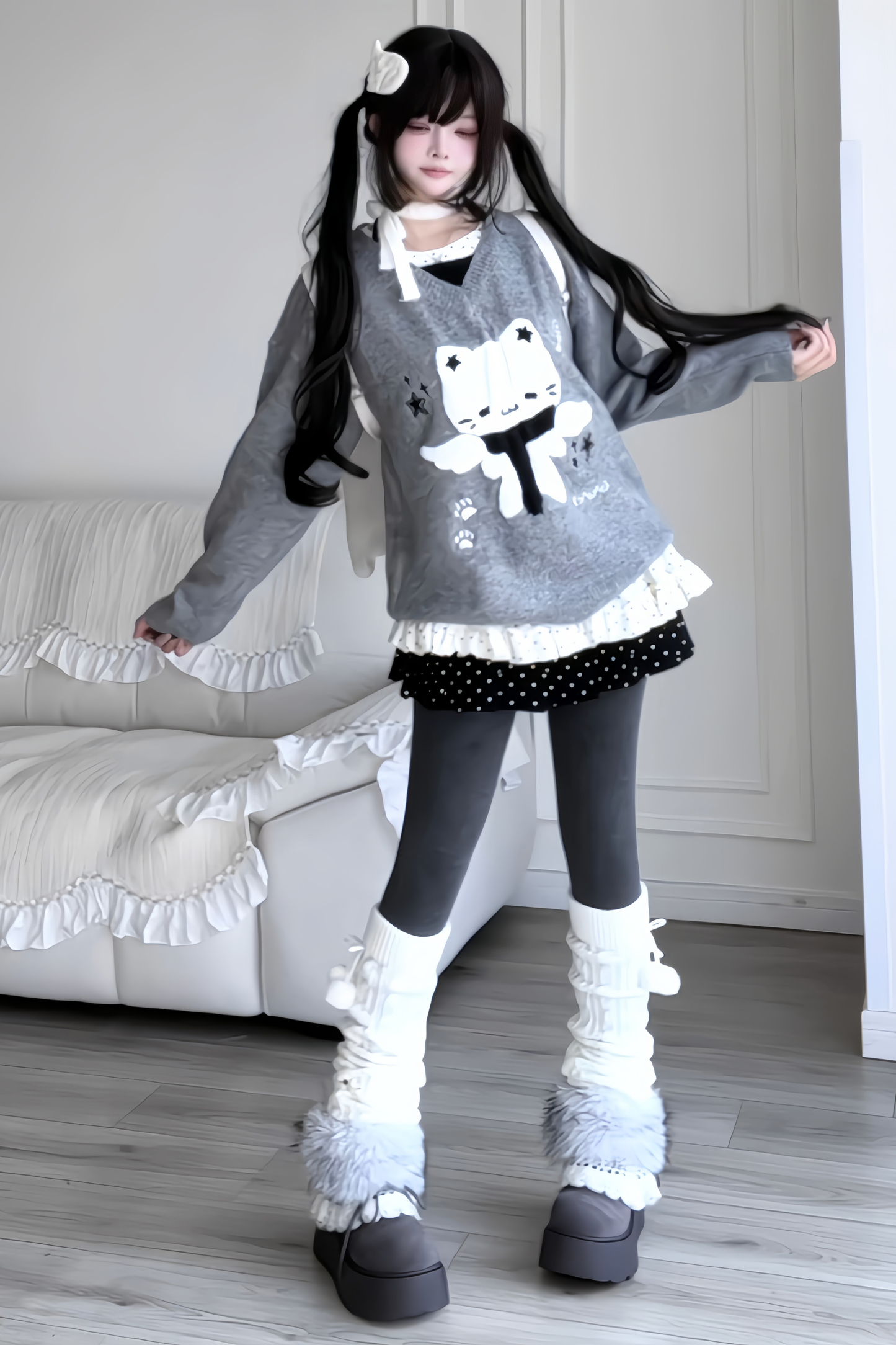 Sweet Dark Cat Knit Sweater