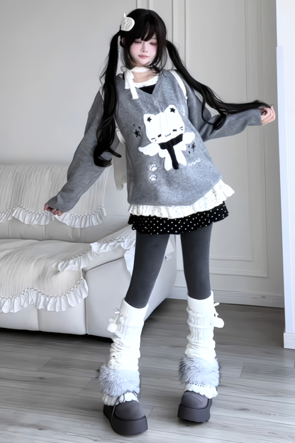 Sweet Dark Cat Knit Sweater