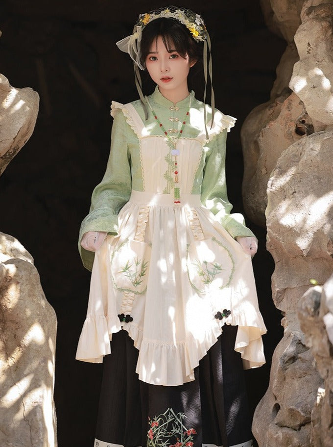 Lanting Jackdawop】withpuji original design fake three-piece embroidered Hanyang eclectic Ming horse face dress