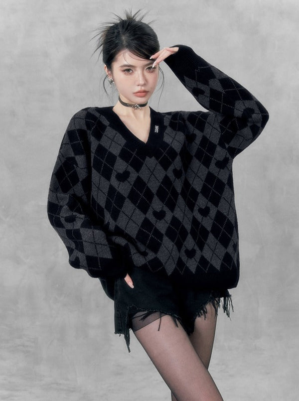 レトロアーガイルオーバーセーター