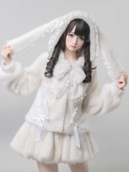 【2月7日予約締切】うさ耳フーディースノーファープラッシュジャケット＋バルーンスカート