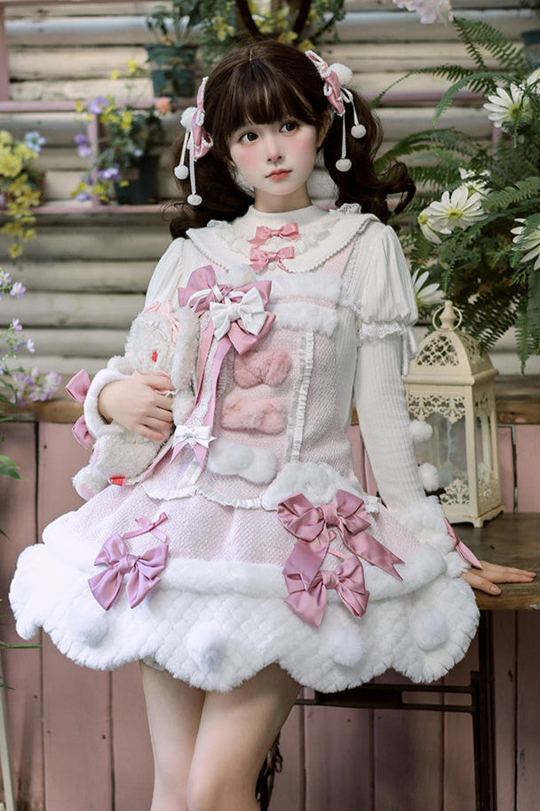 [Deadline for reservations: December 8] Floss Sugar Rabbit Fur Ball Ribbon Suspender Dress