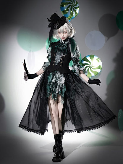 【12月10日予約締切】Bloodstainedプリントフリルスタンドカラー姫袖シャツ