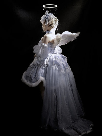 [Deadline for reservations: December 10] Snow Rabbit Ball Blue and Silver Halter Neck Fur Dress Complete Set