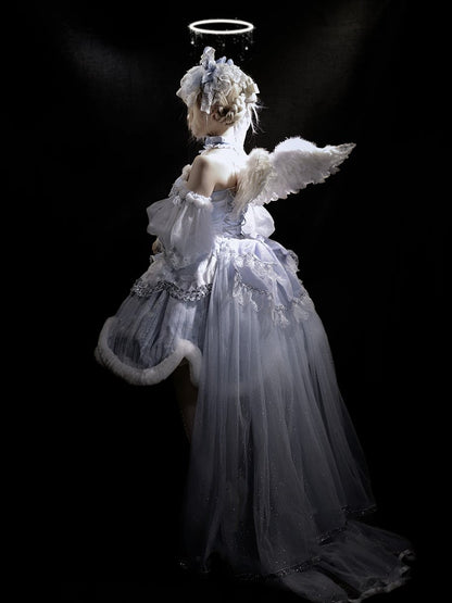 Snow Rabbit Ball Series: Bonnet with rabbit ears + crown veil + accessories