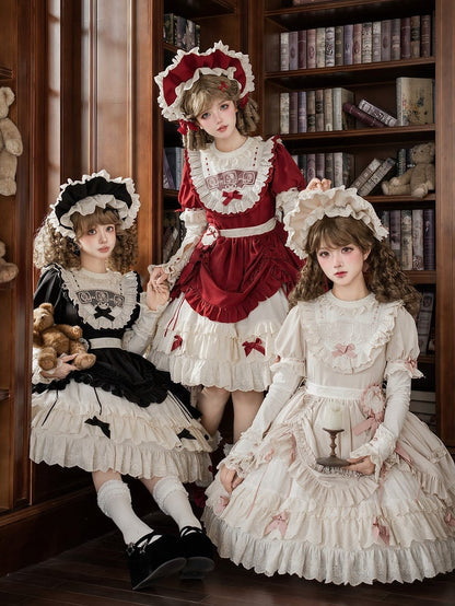 【4월 1일 예약마감】미러돌 앤티크 풀업 레이어드 원피스 + 풀 세트