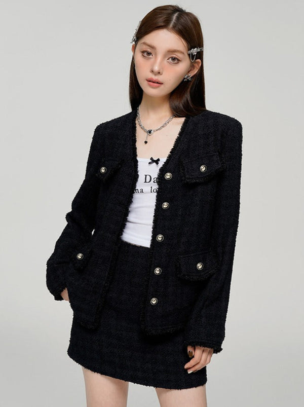 ブラックスパイシーVカラージャケット＋スカート