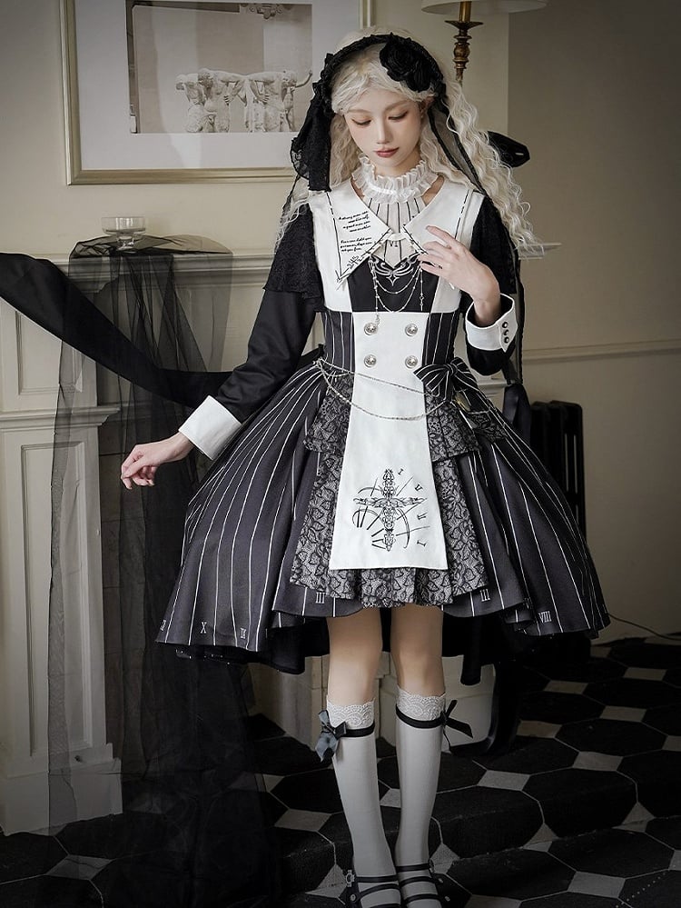 【2月26日予約締切】ゴシックエンブロイダリーストライプ懐中時計シスタードレスフルセット＋ヘッドドレス