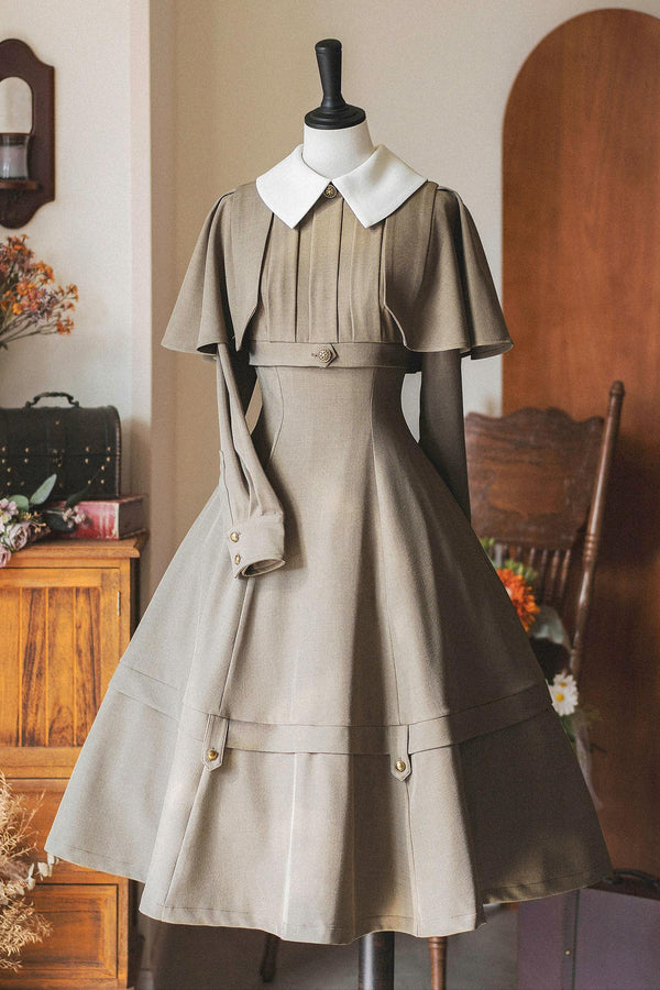 Retro Elegant Classical Short Caped Dress