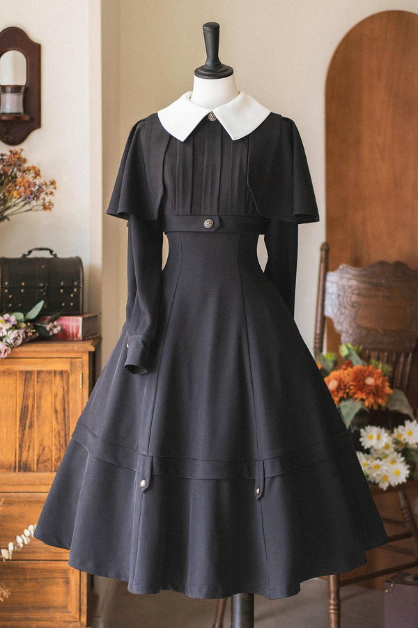 Retro Elegant Classical Short Caped Dress