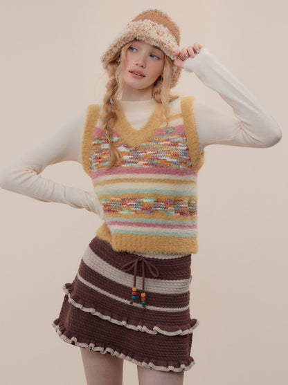 Colorful Dot American Retro Knit Vest