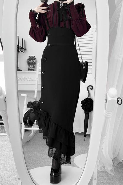 【数量限定】Heartbeat Love Songクリアエレガントリボンシャツ＋フィッシュテールスカートセット