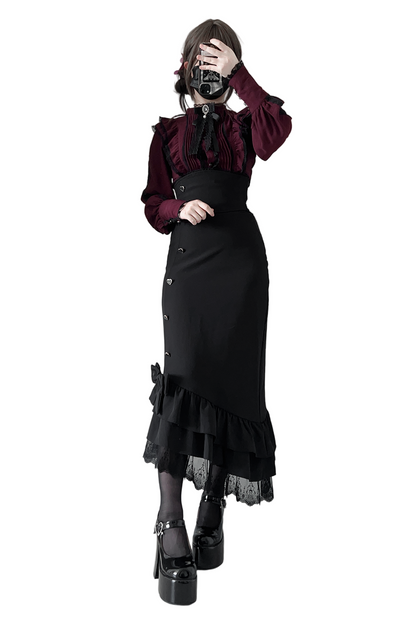 【数量限定】Heartbeat Love Songクリアエレガントリボンシャツ＋フィッシュテールスカートセット