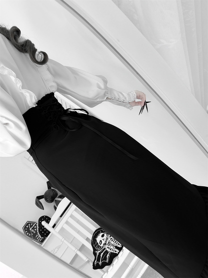 【数量限定】Heartbeat Love Songクリアエレガントリボンシャツ＋フィッシュテールスカートセット