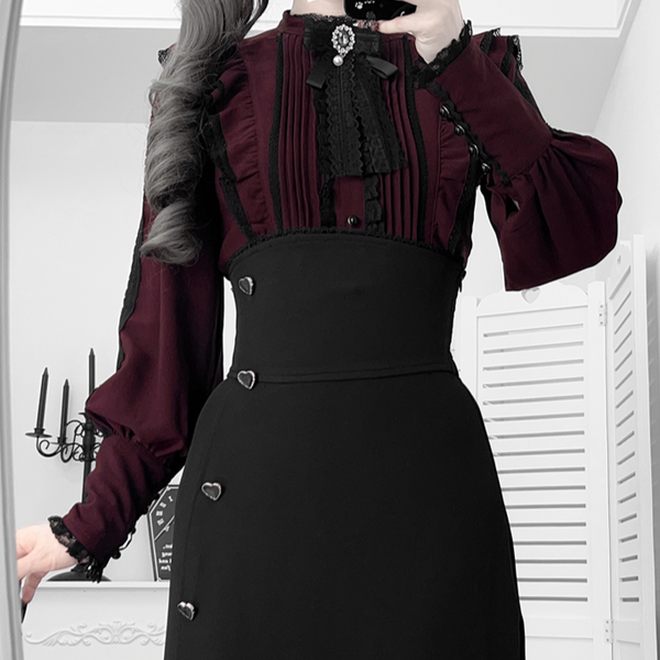 Heartbeat Love Song Clear Elegant Bow Shirt + Fishtail Skirt Set