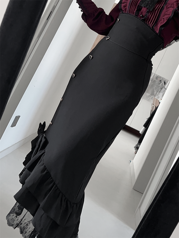 Heartbeat Love Song Clear Elegant Bow Shirt + Fishtail Skirt Set