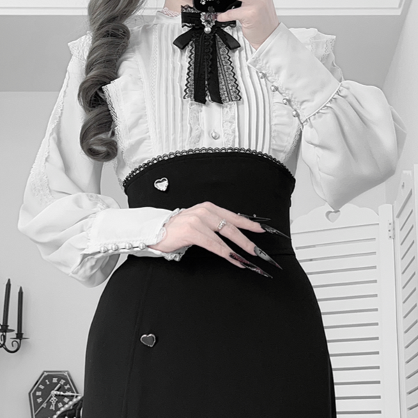 Heartbeat Love Song Clear Elegant Bow Shirt + Fishtail Skirt Set