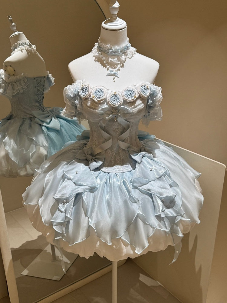 【9月6日予約締切】Romantic Rose Ballet Lolita Series Accessories（Rose Lace Veil Lolita Headpiece＋Lace Pearl Bow Choker）