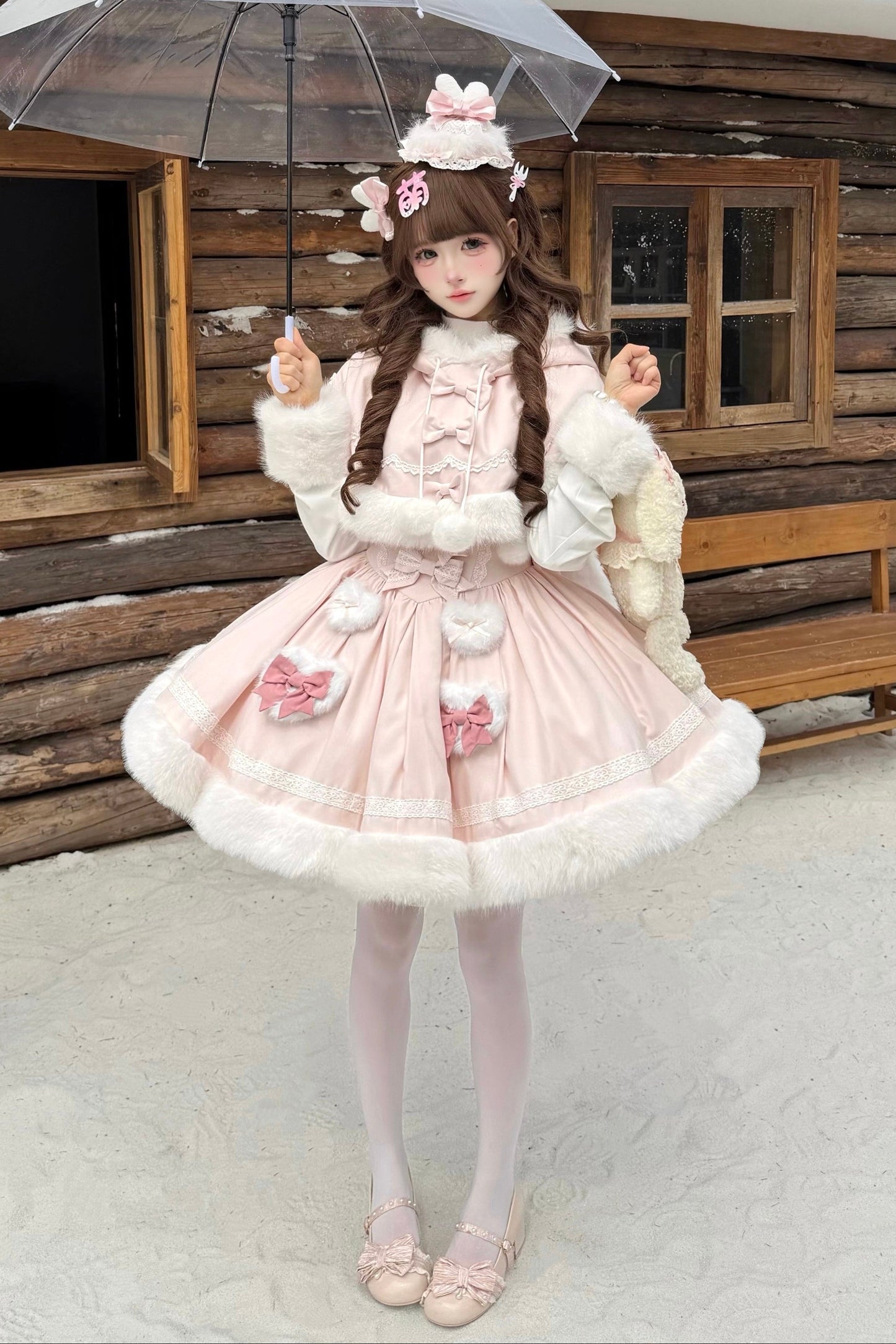 【12月19日予約締切】Sweet Dream Rabbitうさ耳フーディーファーケープ＋OPドレス＋サスペンダードレス＋インナートップス