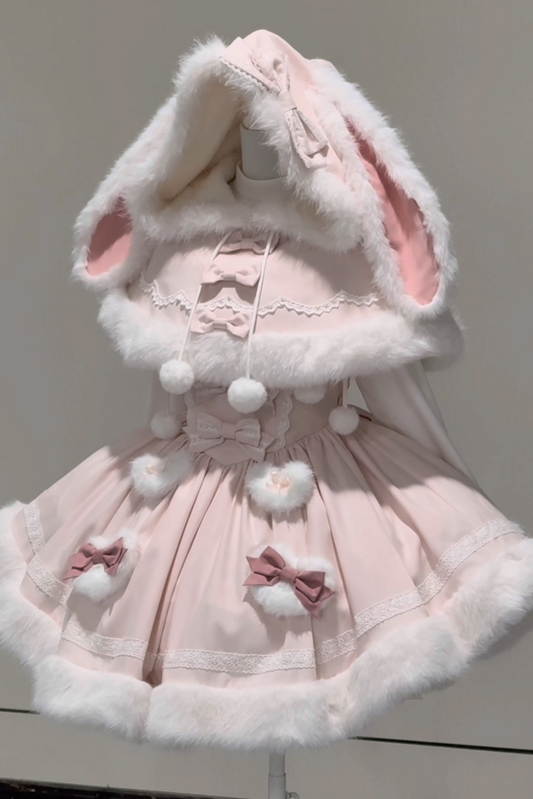 【12月19日予約締切】Sweet Dream Rabbitうさ耳フーディーファーケープ＋OPドレス＋サスペンダードレス＋インナートップス