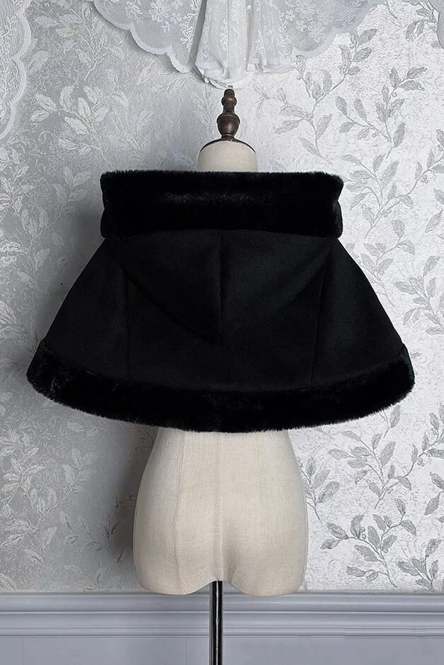 【12月8日予約締切】Black Mist Banquet ゴシックフーディーファーケープコート＋クロスチェーンブローチ