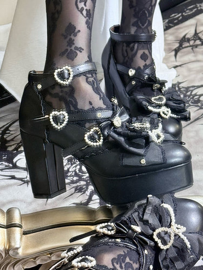 【12月12日予約締切】ジェムストーンパールリボンロリータハイヒール