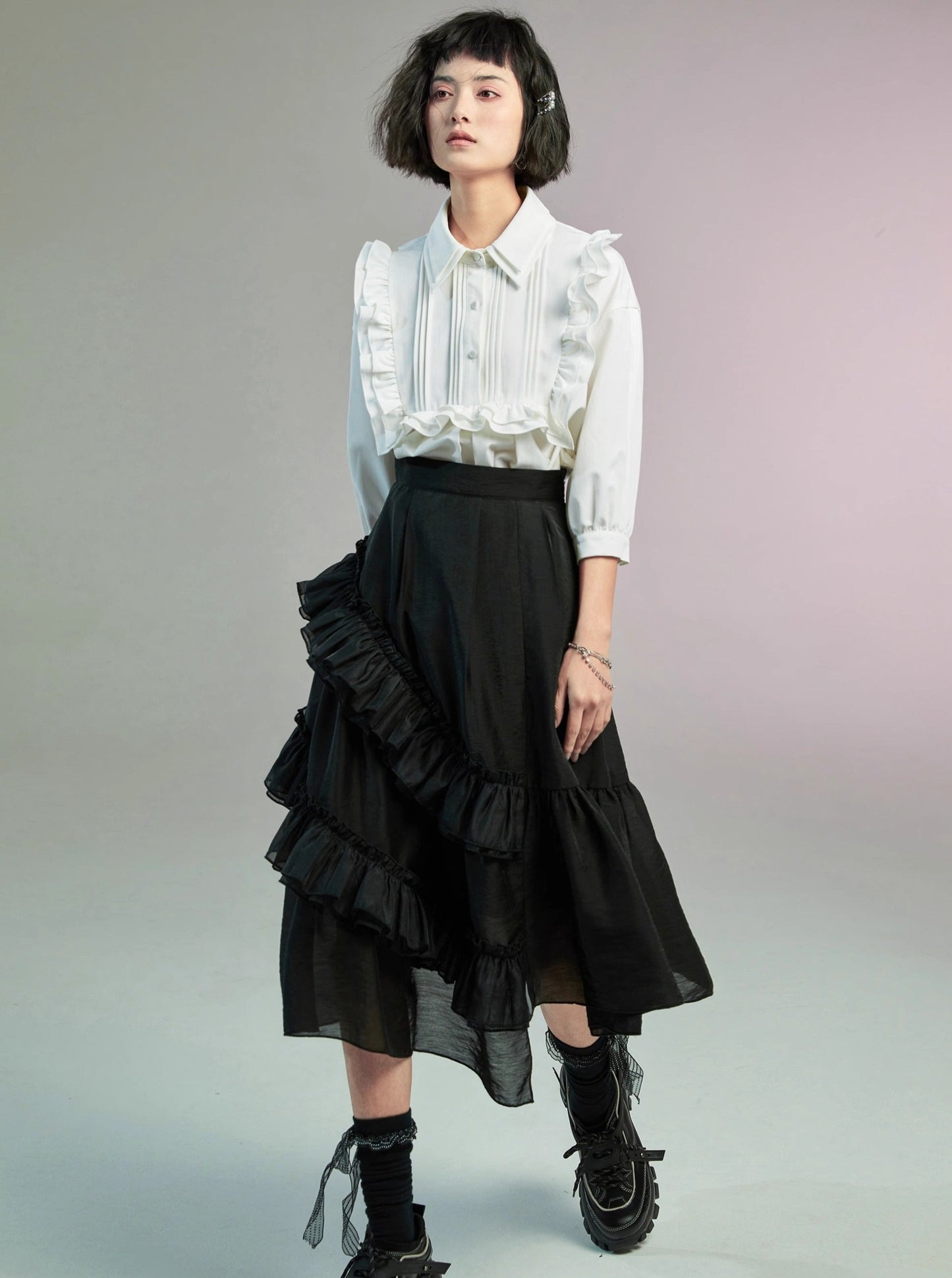 Black Frilled Sheer Skirt