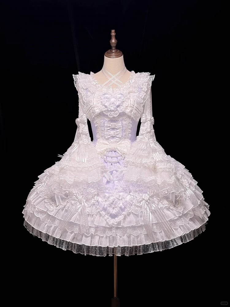 【12月26日予約締切】ピュアスイートローズファンタジークロスリボンレースベルスリーブシャツ