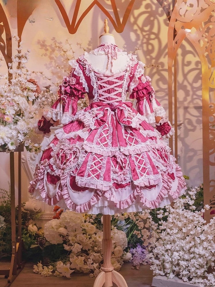 【2月22日予約締切】アンティークベリーローズロマンティックファンタジーロリータショートドレス